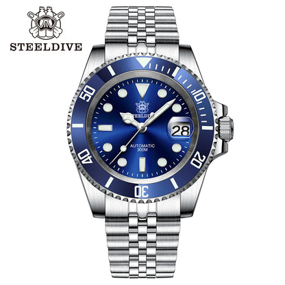 SD1953 STEELDIVE Brand Ceramic Bezel 41mm Steeldive 30ATM Water Resistant NH35 Automatic Mens Dive Watch  with Milled Clasp