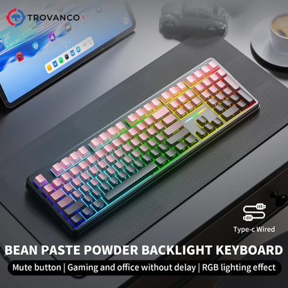 Tastiera Bluetooth V108 Pro Office a bassa rumorosità 2.4G cablata e wireless, layout completo con membrana retroilluminata RGB