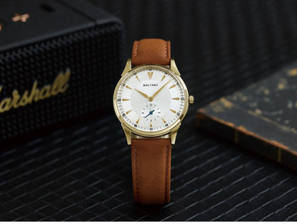 Baltany Men Automatic Watch 38.5mm Pilot Manual Winding Mechanical Wristwatch Sapphire 5ATM Small Second Dial ST1701 ST1700