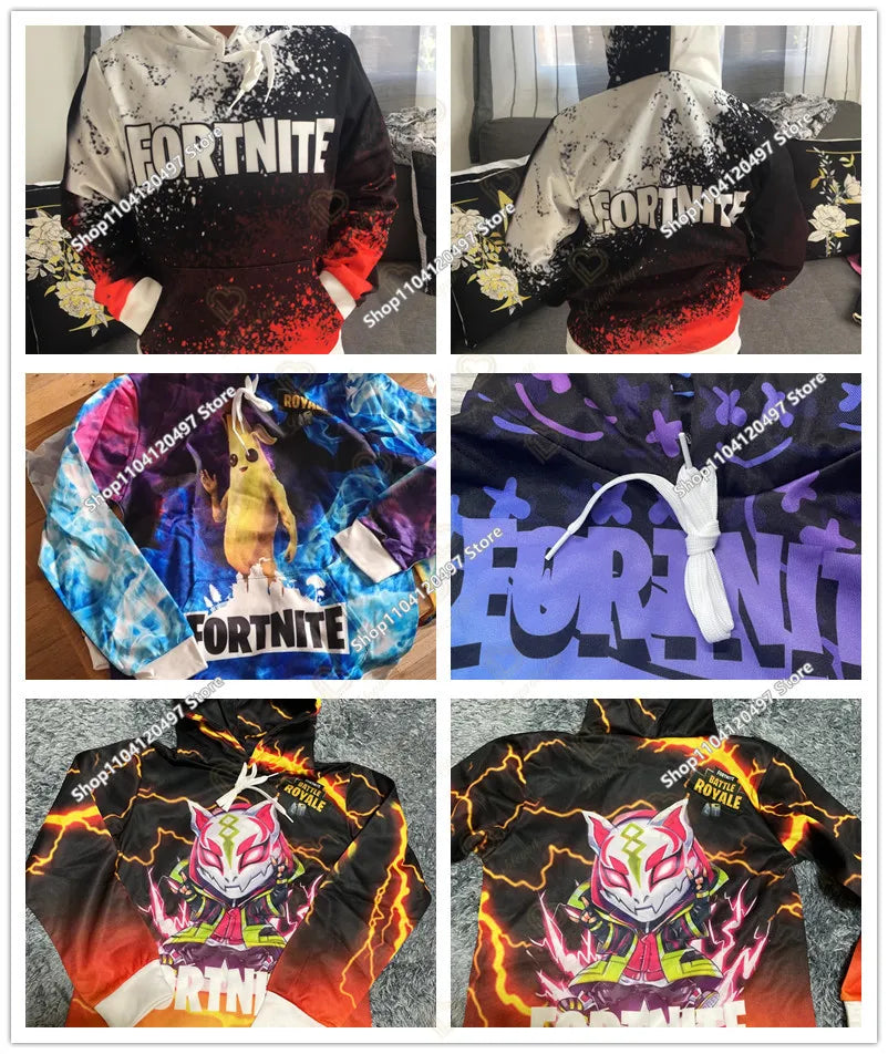 Children Battle Royals Hoodie Fortnite Boys Girls Cartoon Printed Pullovers Kids Sweatshirt Harajuku Streetwear Spring Winter