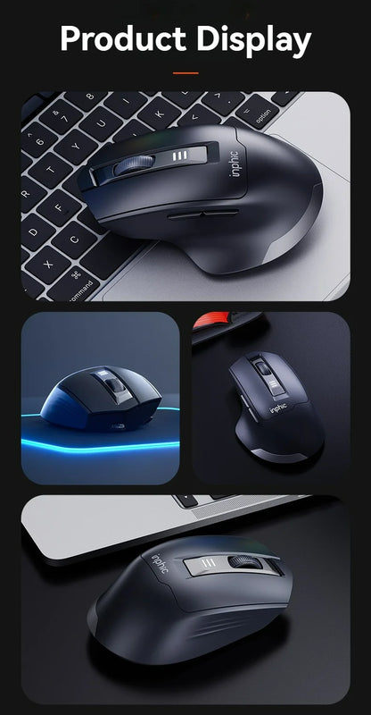 Inphic M9 Kabellose Maus 2.4G USB-Empfänger Wiederaufladbar Type-C Stummschaltungstaste Energieanzeige Ergonomische universelle Office-Maus