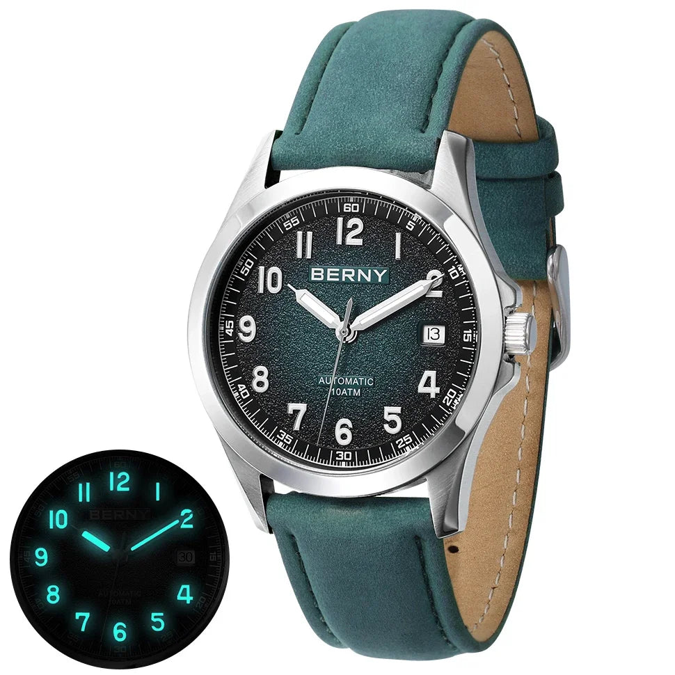 BERNY Automatic Watch Men ST2130 Luminous Mechanical Wristwatch Sapphire Waterproof 10ATM Top Brand Luxury Watch for Men