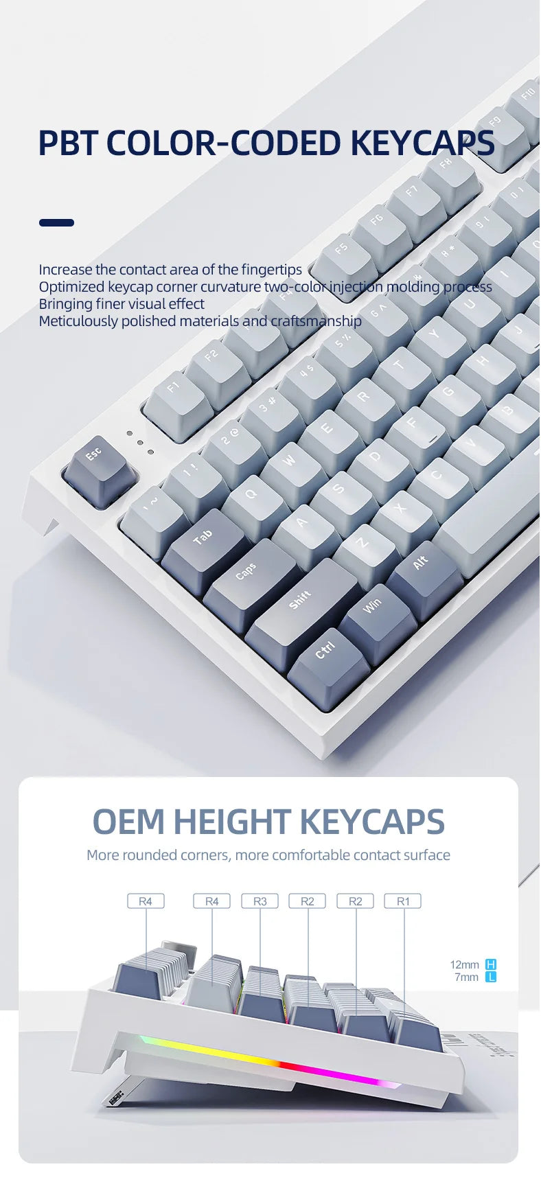 Tastiera meccanica ATTACK SHARK K86 con manopola in metallo, schermo smart TFT a colori, layout a 87 tasti, illuminazione RGB e connessione tri-mode