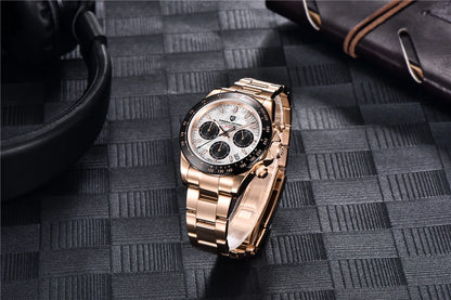 PAGANI DESIGN V2 40MM Meteorite Dial Men Quartz Watches Sapphire Retro Chronograph Waterproof Watch For Men