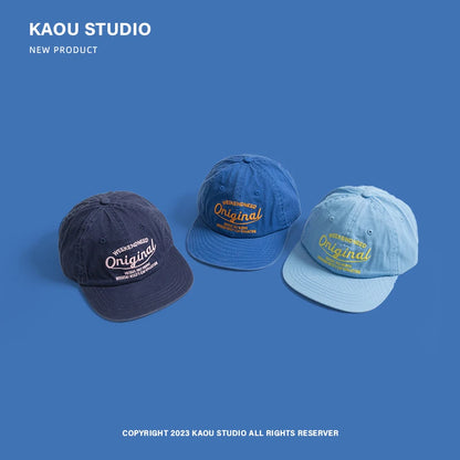 Casquette de baseball printemps-automne à visière souple, brodée, unisexe, style urbain « Street Tide », à visière large et pare-soleil