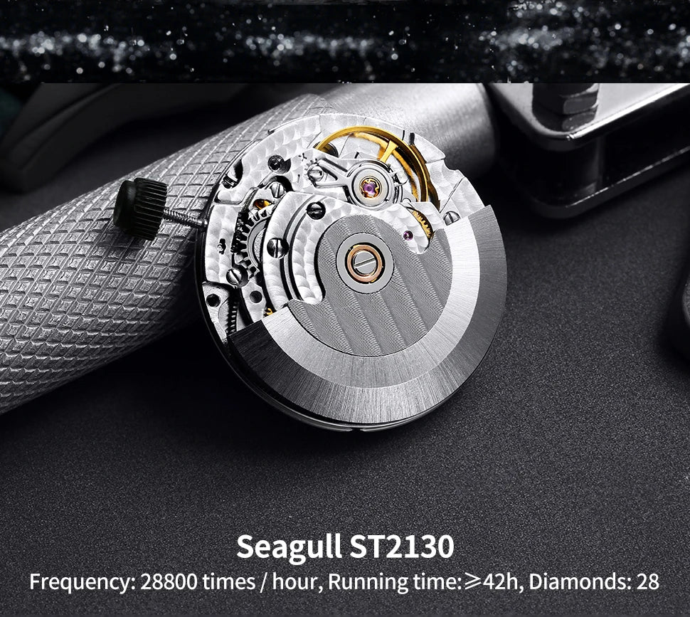 BERNY Automatic Watch Men ST2130 Luminous Mechanical Wristwatch Sapphire Waterproof 10ATM Top Brand Luxury Watch for Men