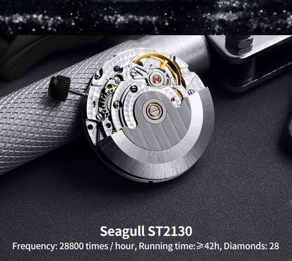BERNY Automatic Watch Men ST2130 Luminous Mechanical Wristwatch Sapphire Waterproof 10ATM Top Brand Luxury Watch for Men