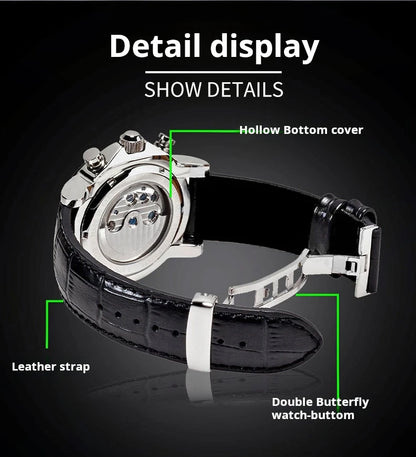 BOYZHE Brand Luxury Tourbillon Mechanical Watch Men Sports Leather Strap Waterproof Classic Date Week Automatic Sapphire Watches