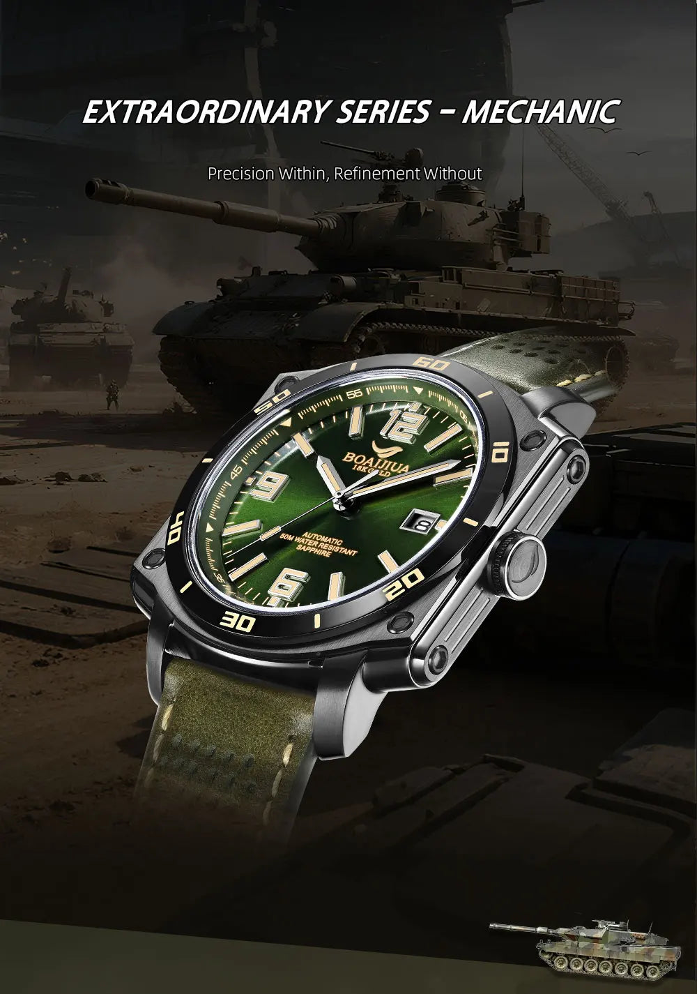 BORIAGE(BOAIJIUA) NH35 Fully Automatic Mechanical Men's Watch Original Design Mechanical Watches  Luminous Wristwatch