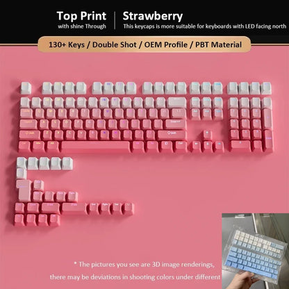 133+ tasti OEM Profile Gradient Keycaps per tastiera meccanica da gaming con switch Cherry MX, PBT retroilluminati RGB, layout ISO, keycap