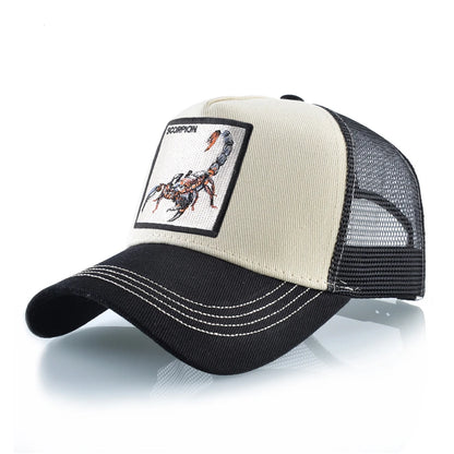 Unisex Trucker Cap With Embroidery Scorpion Patch Men's Baseball Cap Women Snapback Hip Hop Hat Outdoor Breathable Visor Hat