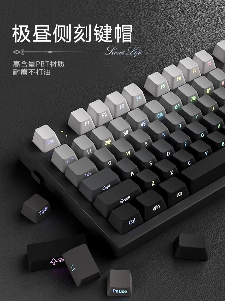 2025 Original Daylight Keycaps PBT Translucent, Side-engraved OEM 136 Keys, Customized To Fit 60/84/98/108 Mechanical Keyboards.