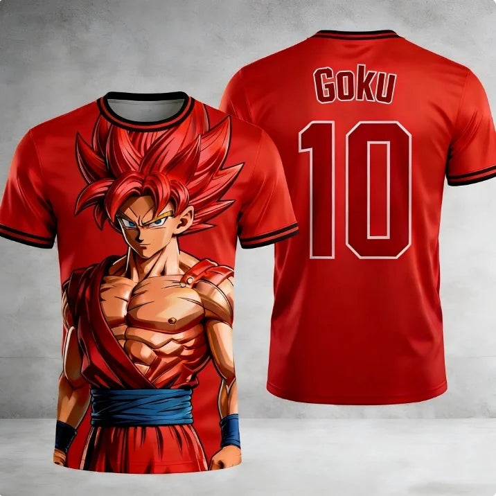 Summer 2026Dragon Ball Monkey King "Super Blue Shape No. 10" Football-themed3D Printed Breathable T-shirt Adult Parent-child Top