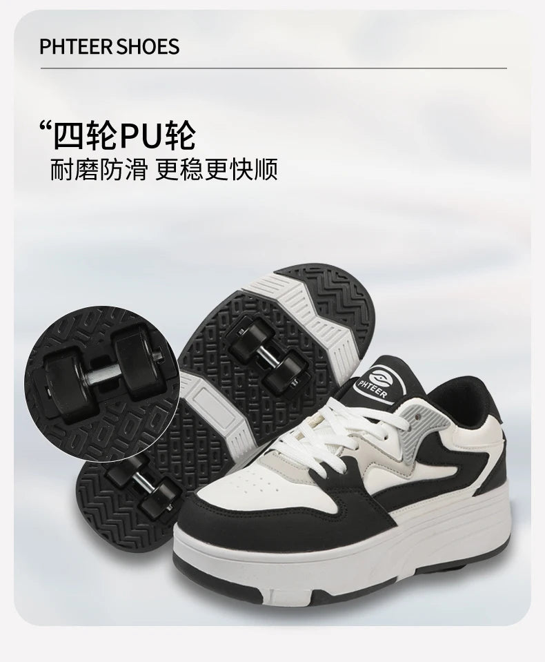 Children's Outdoor Sports Roller Skates Shoes Single Row Wheel Kids Sliding Shoes Four-Wheel for Boys and Girls