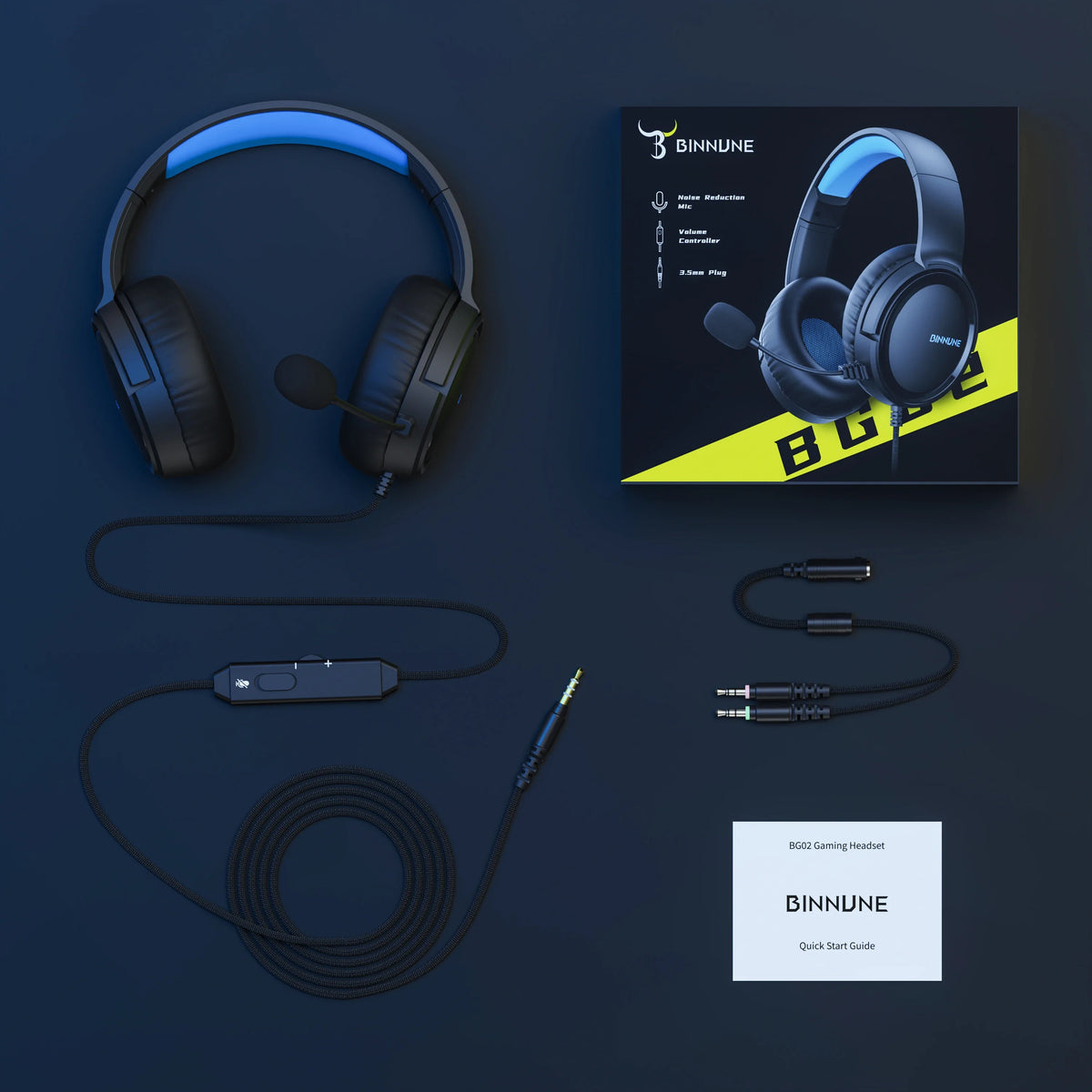 Casque de jeu filaire supra-auriculaire BINNUNE BG02 avec micro pour PS4 PS5 Xbox Series X | Casque stéréo premium pour Xbox One, PC, Switch et Pro