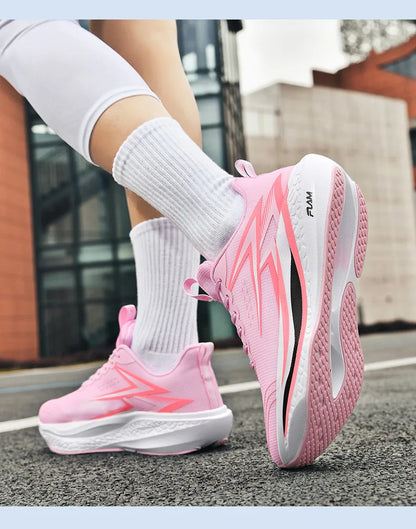 Ténis de corrida com placa de carbono para maratona, para homem e mulher, desportivos, respiráveis, leves, confortáveis e antiderrapantes