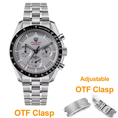 Watchdives WD1863 39mm VK63 Chronograph Watch OTF Clasp Sweep Quartz Movement Sapphire Luminous 100m Waterproof Watches