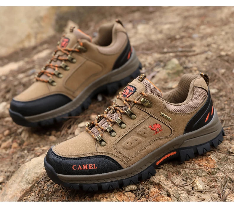 Classic Black Men's Hiking Shoes Outdoor Low-Cut Climbing Walking Shoes Trekking Sneakers Non-Slip Mountaineering Shoes for Men