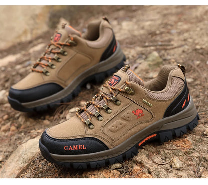 Classic Black Men's Hiking Shoes Outdoor Low-Cut Climbing Walking Shoes Trekking Sneakers Non-Slip Mountaineering Shoes for Men