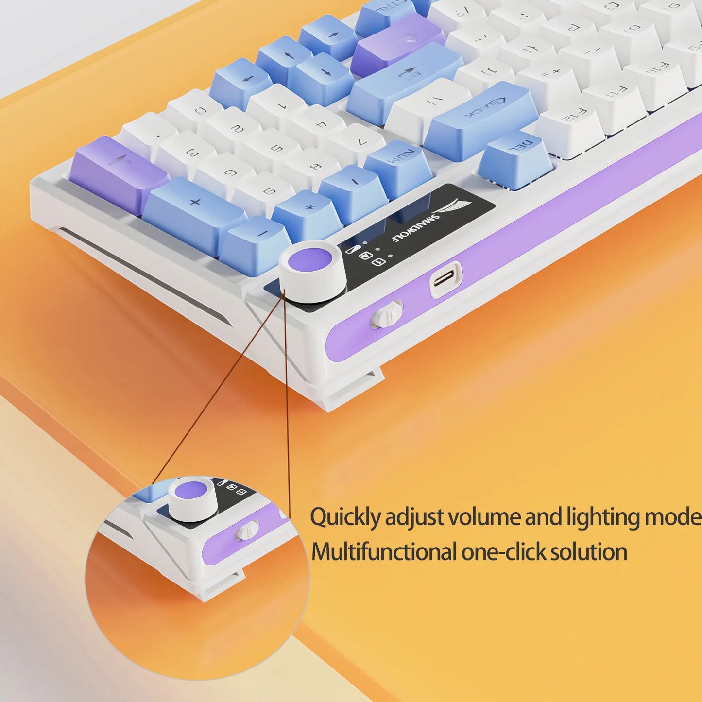 SMAILWOLF MK95 Bluetooth Wireless Three-Mode Mechanical Keyboard Arabic Russian Korean Thai Spanish Keyboard E-Sports Game