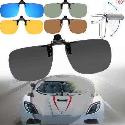 KLASSNUM Men Polarized Sunglasses Clip Can Be Flipped Up Myopia Glasses Clip Anti-UV400 Night Driving Fishing Glasses Accessory