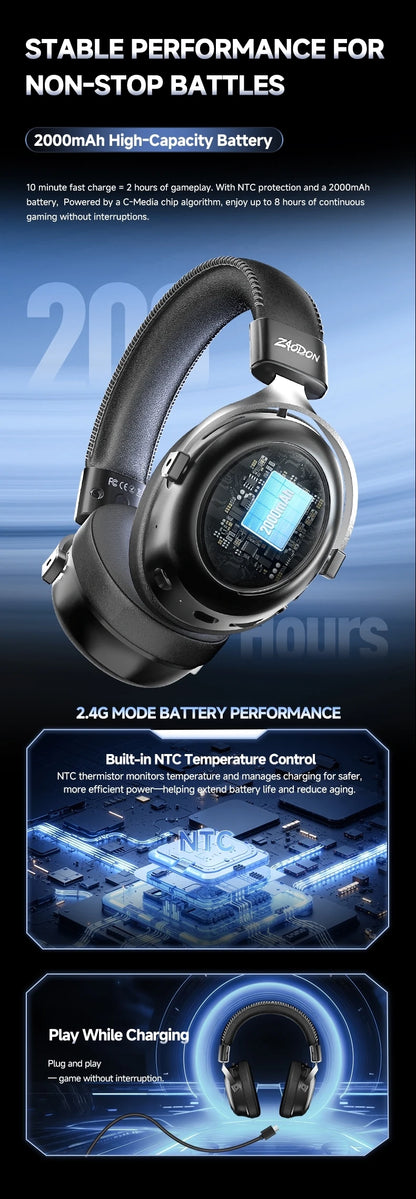 New Wireless Gaming Headphone, Bluetooth 6.0, 53mm Titanium Drivers, 7.1 Virtual Surround Sound, 15ms Zero-Latency, for PC/PS5/Mobile
