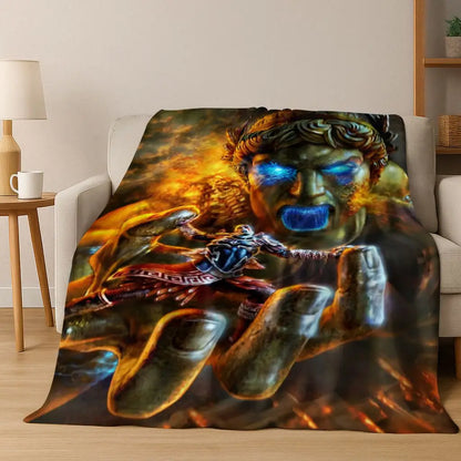 3A Classics God of War Kratos Game Gamer Flannel Blanket,Warm and Cozy Soft Throw Blanket for Home Bedroom Bed Sofa Kid Gift