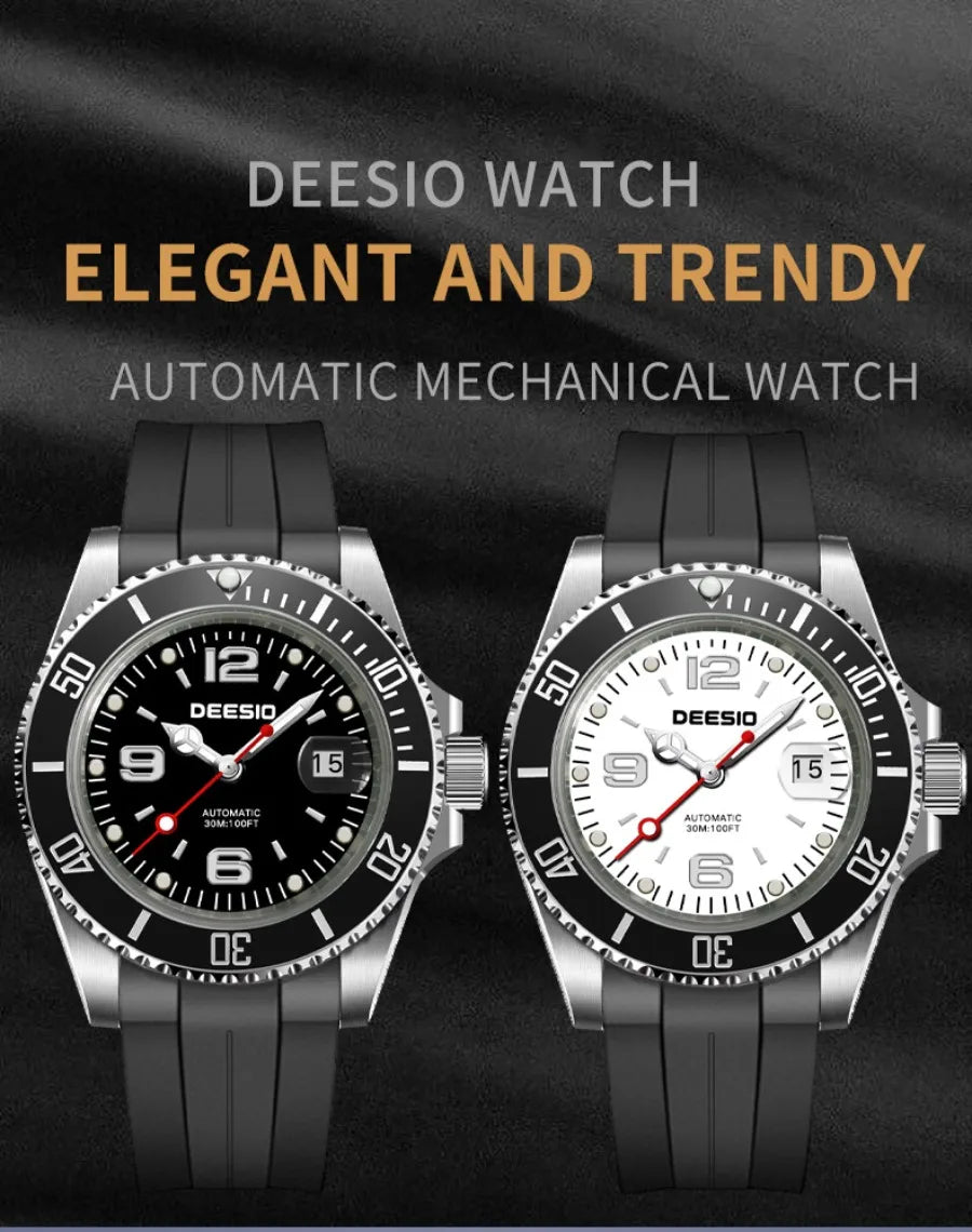DEESIO Men's Automatic Mechanical Watch Stainless Steel Luminous Date Sports Casual Luxury Watch Gift for Men Sapphire Crystal