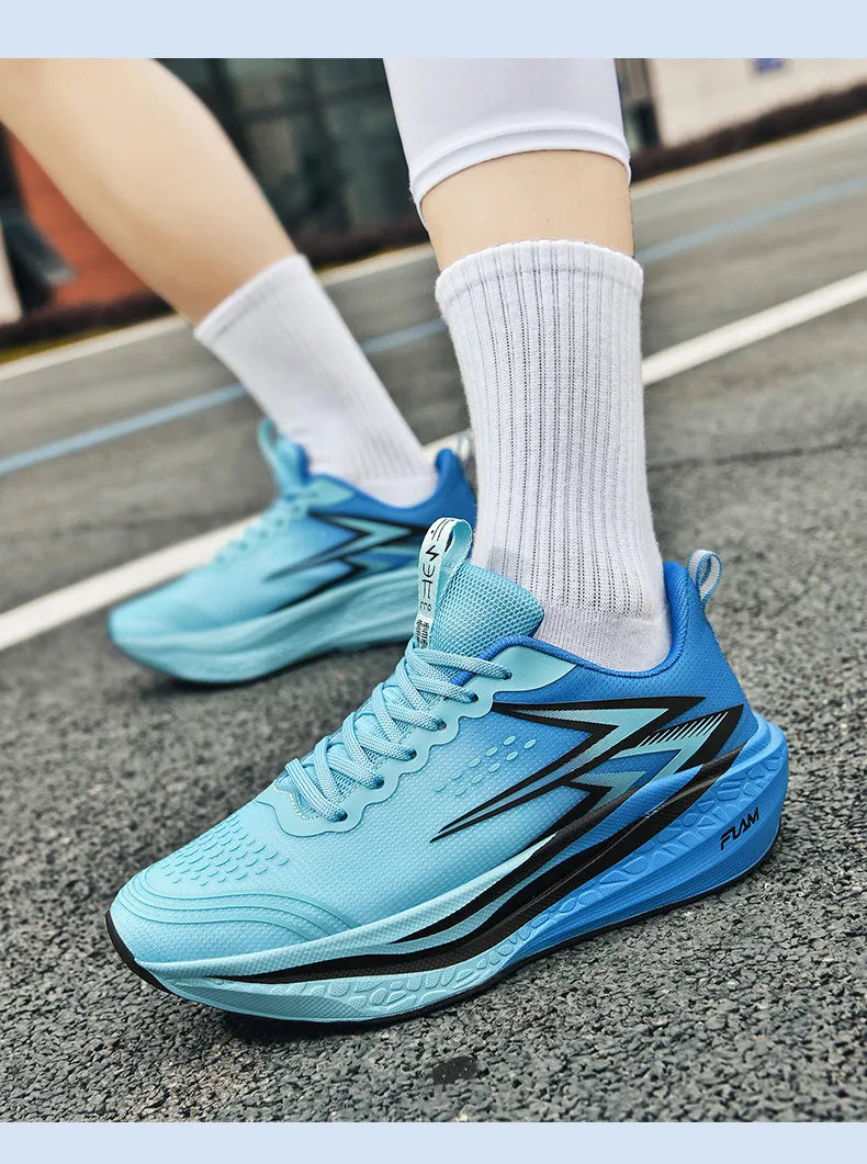 Ténis de corrida com placa de carbono para maratona, para homem e mulher, desportivos, respiráveis, leves, confortáveis e antiderrapantes