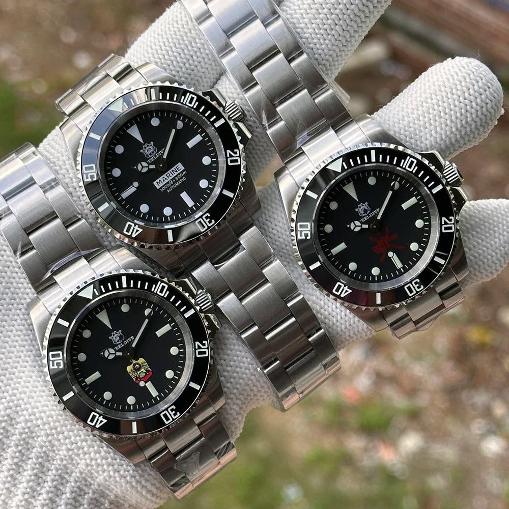 STEELDIVE SD1954 Black Dial 41MM Stainless Steel NH35 Automatic Movement What Ghost Mens 300M Dive Watch  Sapphire Glass