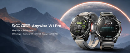 DOOGEE ANYWISE W1 PRO AI Smart Watch 1.43" AMOLED Display 5ATM IP68 Water Resistance GPS Tracking Sport Watch with Offine Maps