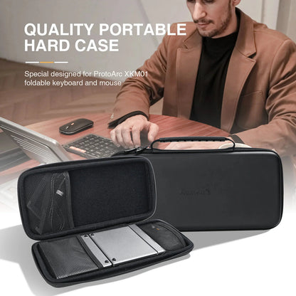 ProtoArc Foldable Keyboard and Mouse, XKM01 Combo for Business Travel 2.4G+Dual Bluetooth Portable  for Laptop iPads Tablets