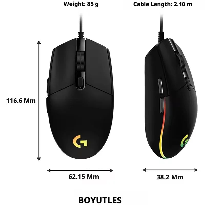 Logitech G102 Wired Gaming Mouse RGB Backlight 8000DPI Optical Sensor 6 Programmable Buttons for PC Laptop Gamers