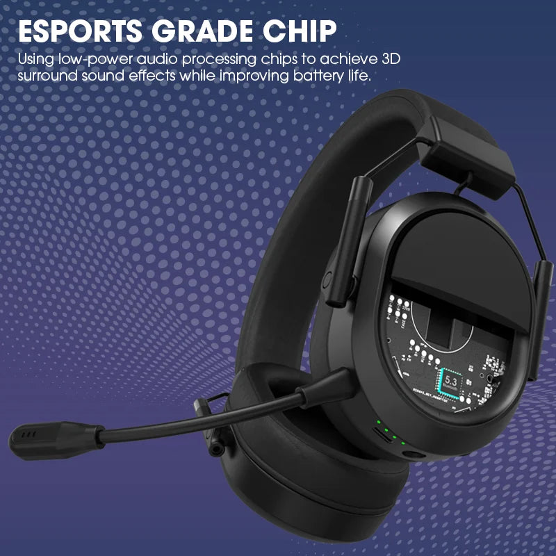Auriculares gaming inalámbricos LDON para PS5 PS4, Bluetooth 2.4GHz, sonido envolvente 3D, micrófono con cancelación de ruido y baja latencia