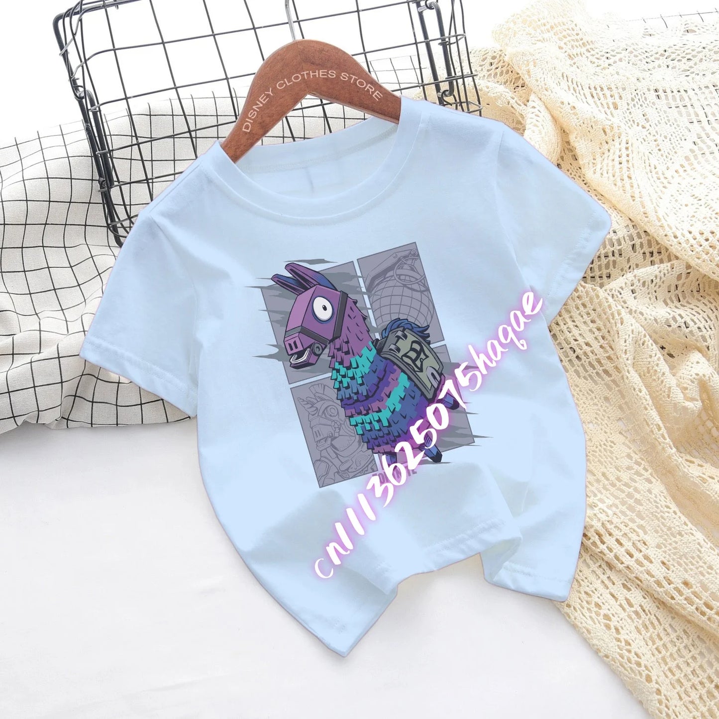 T-shirts de Criança Fortnite com Estampado de Figuras Cartoon do Jogo Fortress Night, Tops de Manga Curta para Verão, Roupa para Rapazes e Raparigas