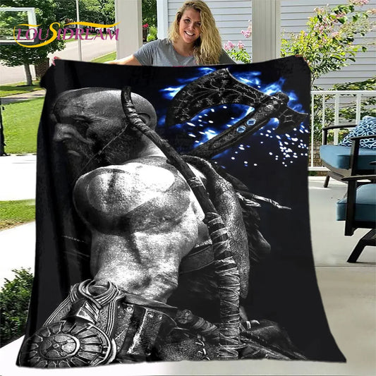 Game God of War Gamers Soft Plush Blanket,Flannel Blanket Throw Blanket for Living Room Bedroom Bed Sofa Picnic Cover Bettdecke