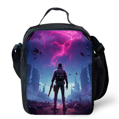 Cartoon FORTNITE Insulated Cooler Lunch Bag, Cute Portable Lightweight Picnic Bag for Boys & Girls Ages 5-10, Kids Daily Food Bag