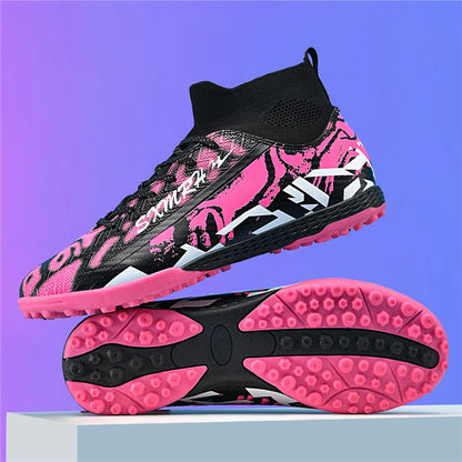 Double Star Men's High-Top TF Turf Football Boots, Youth & Student Edition, Adult & Kids, Professional Match & Training Soccer Shoes