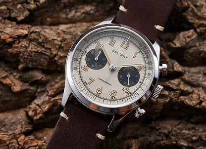 Baltany S5034 39mm Chronograph Watch Man Sapphire Crystal Panda Dial StainlessSteel Super Luminous Vintage Quartz Wristwatches