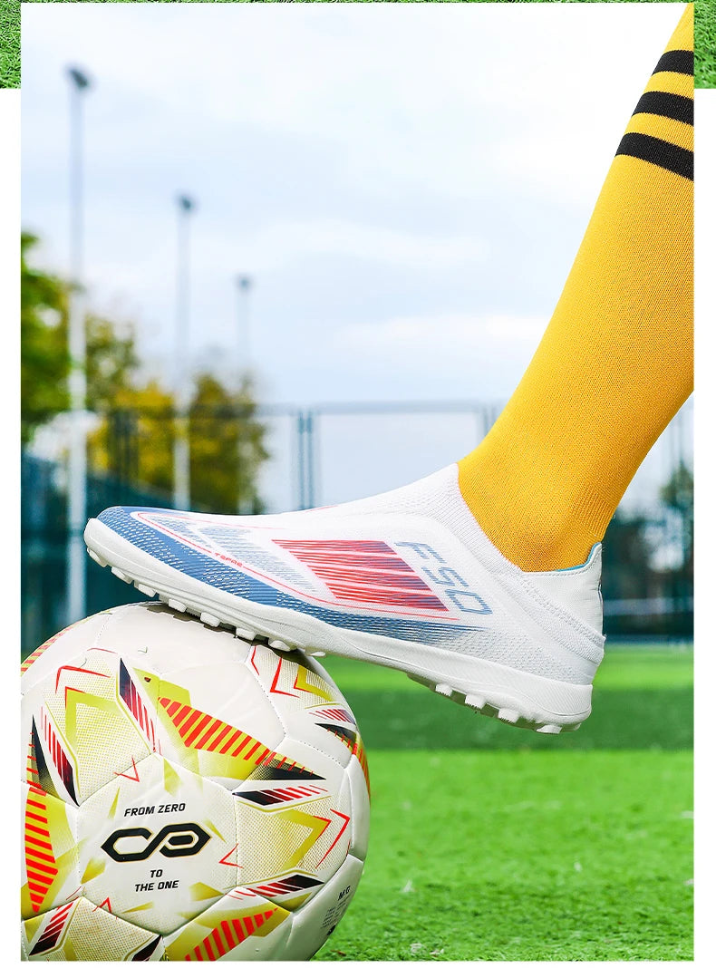 Men Football Boots Futsal Ultralight Soccer Shoes Training TF Match Long Spikes Breathable Indoor Sneakers Cleats Drop Shipping