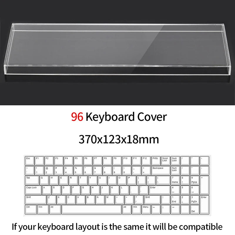 Funda protectora transparente de acrílico para teclado mecánico, cubierta antipolvo para teclado de 60/61/64 96 98104/108 teclas y cubierta para ratón
