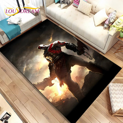 God of War Game Gamers Kratos  Area Rug,Carpet Rug for Living Room Bedroom Sofa Doormat Decoration, Kids Play Non-slip Floor Mat