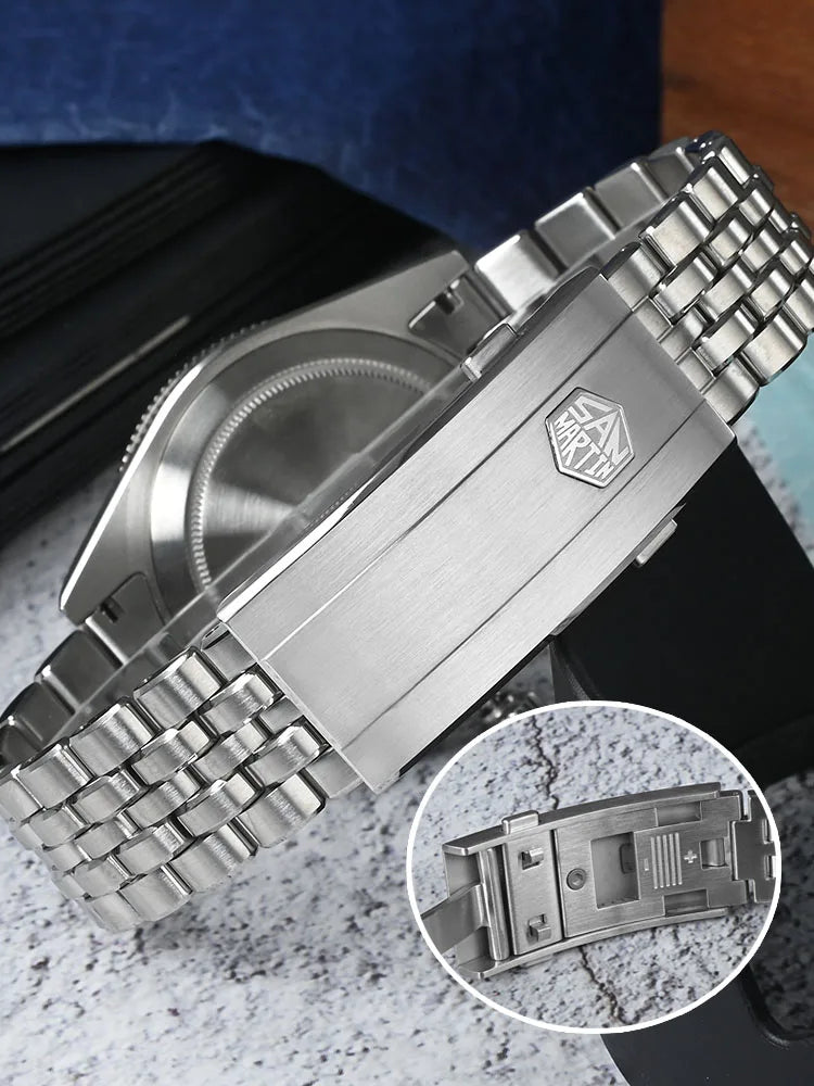 Orologio subacqueo di lusso da uomo San Martin 40mm, Miyota 9015, quadrante smaltato sunburst, automatico meccanico, impermeabile 200m, SN0148