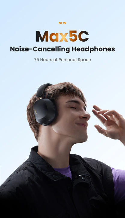 UGREEN Max5c Wireless Bluetooth Headphones ANC 43dB – Hi-Res LDAC Noise Cancelling Headphones with Spatial Audio & 75H Battery Life