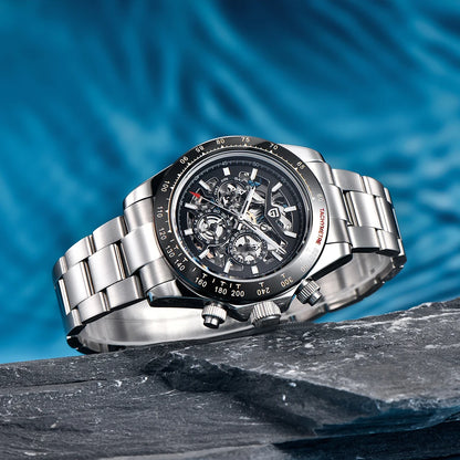 PAGANI DESIGN Orologio meccanico automatico da uomo in acciaio inossidabile, impermeabile 10Bar, sportivo, di lusso casual per uomo