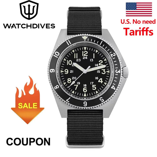 Watchdives WD1972 Men Watch VH31 Sweep Seconds Quartz Movement Sapphire  Stainless Steel Watches Waterproof Luminous Wristwatch