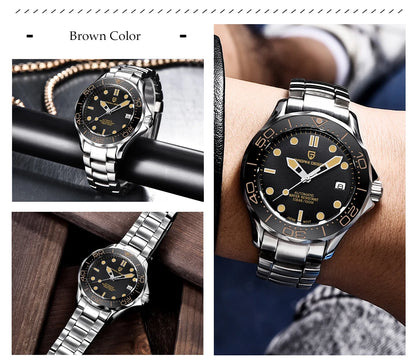 PAGANI DESIGN Men's Watches Mechanical Automatic Watch Sport Ceramic Bezel Luminous Stainless Steel Waterproof Top Watch for Men