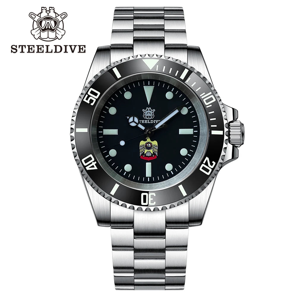 STEELDIVE SD1954 Black Dial 41MM Stainless Steel NH35 Automatic Movement What Ghost Mens 300M Dive Watch  Sapphire Glass