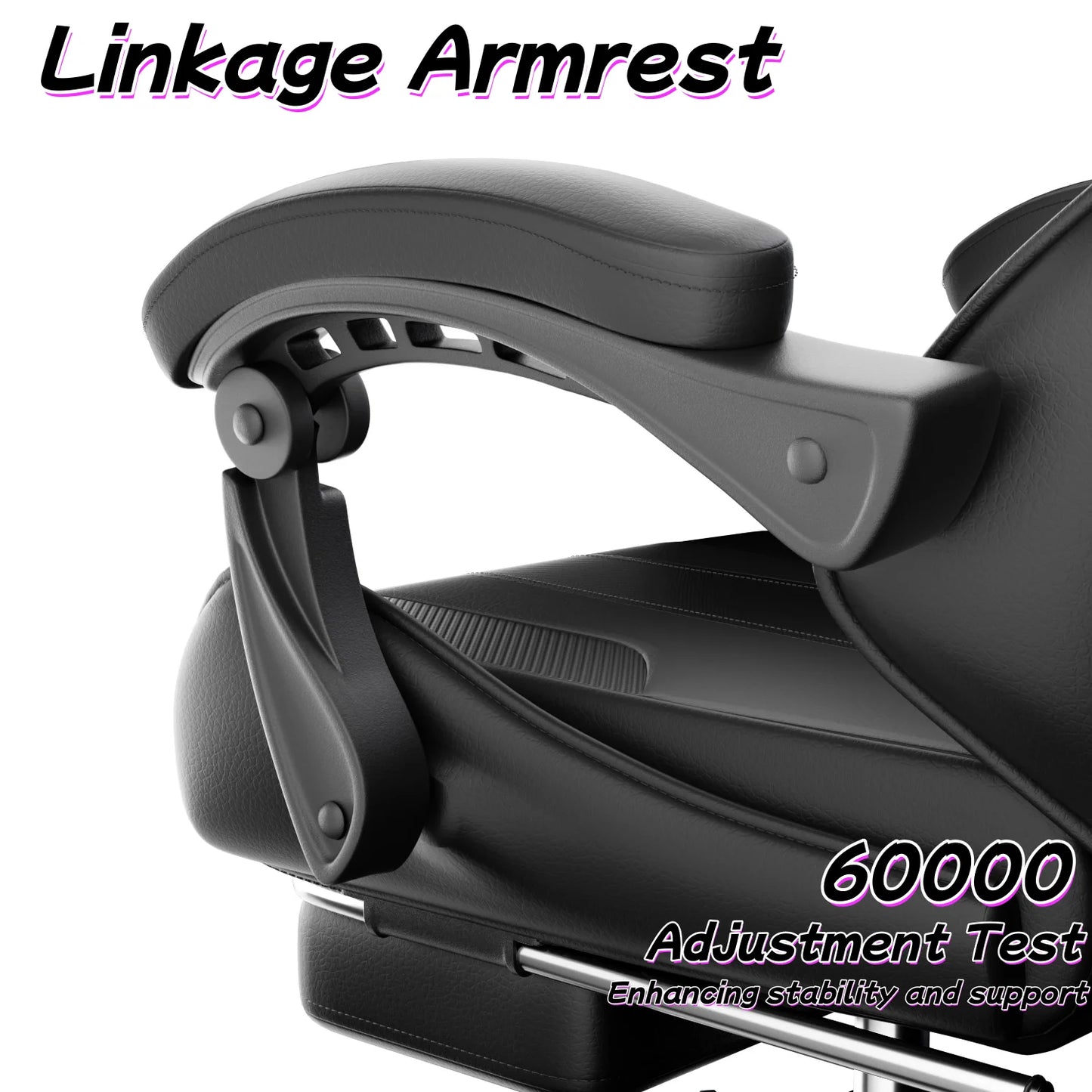 Cadeira gaming ergonómica, cadeira de escritório para computador com apoio para os pés e apoio de cabeça, cadeira de escritório para adulto com altura e encosto ajustáveis
