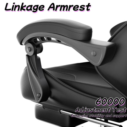 Cadeira gaming ergonómica, cadeira de escritório para computador com apoio para os pés e apoio de cabeça, cadeira de escritório para adulto com altura e encosto ajustáveis